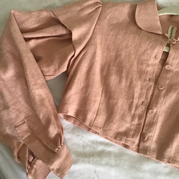 Samantha Pleet Double Sleeve Rose Linen Jacket Blouse - Picture 2 of 6